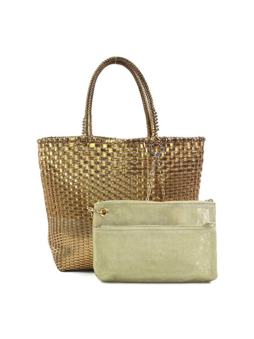Auth Anteprima Handbag Gold Pvc #356396A87B